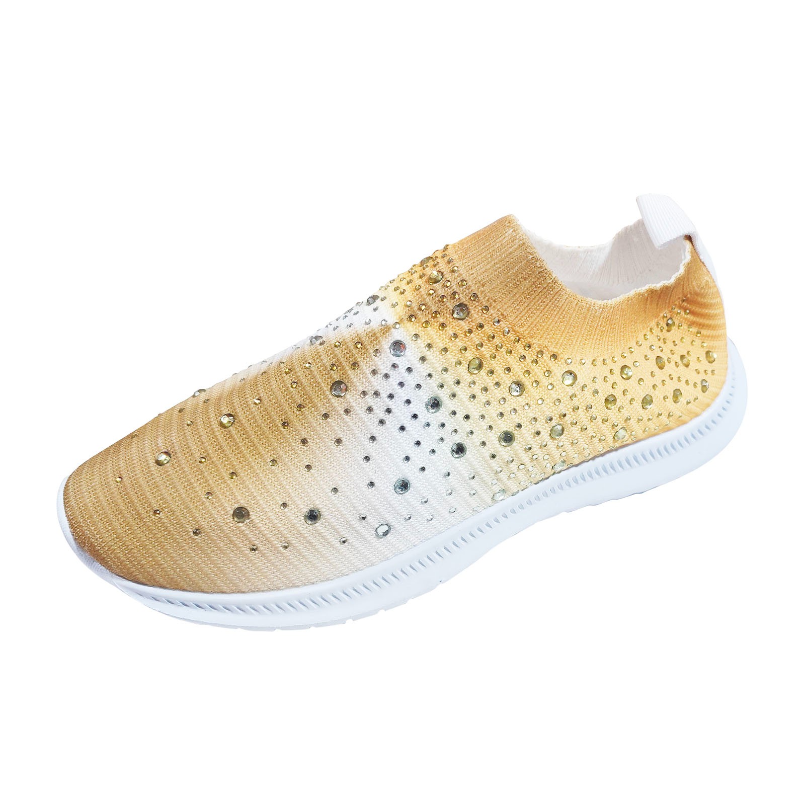 Sopiago Women's Slip on Sneakers Womens Walking Shoes Breathable Mesh Sneakers Slip On Comfort Shoes Yellow,42